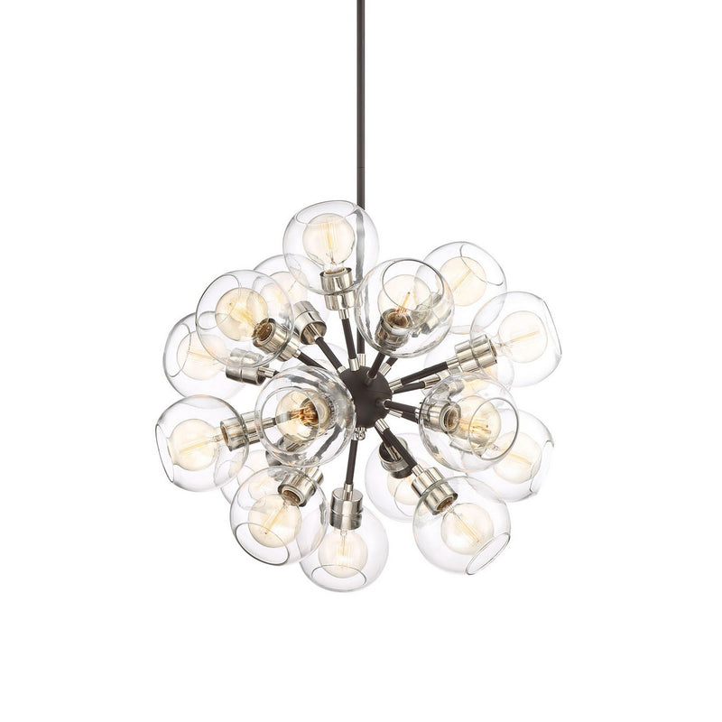 Zeev Lighting CD10225-18-PN+MBK 18 Light Chandelier, Polished Nickel