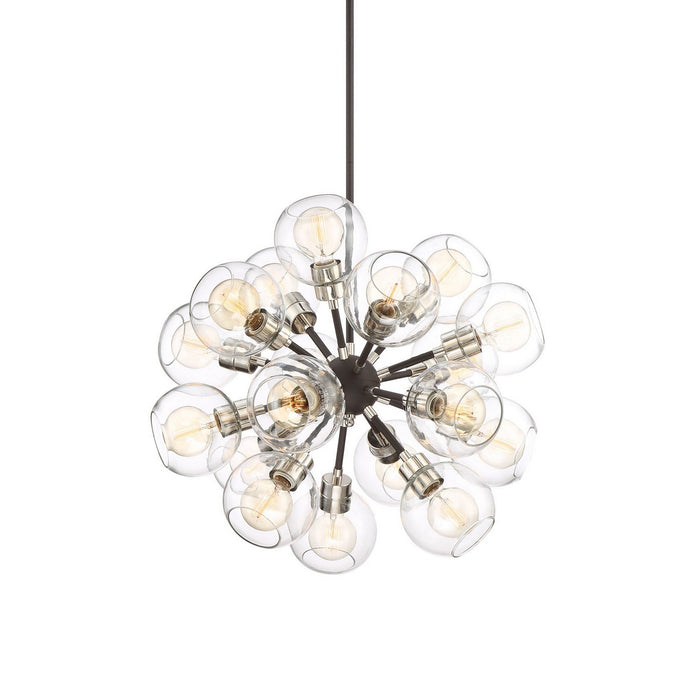 Zeev Lighting CD10225-18-PN+MBK 18 Light Chandelier, Polished Nickel