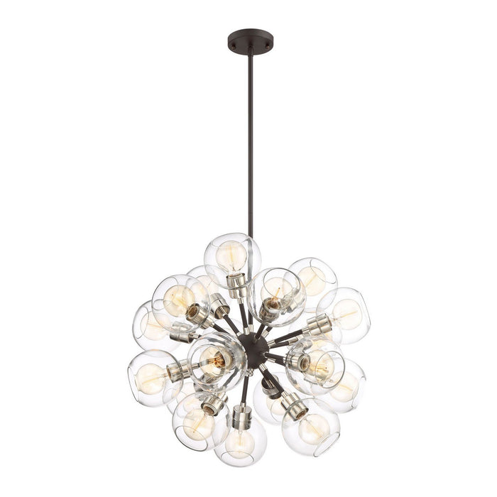 Zeev Lighting CD10225-18-PN+MBK 18 Light Chandelier, Polished Nickel