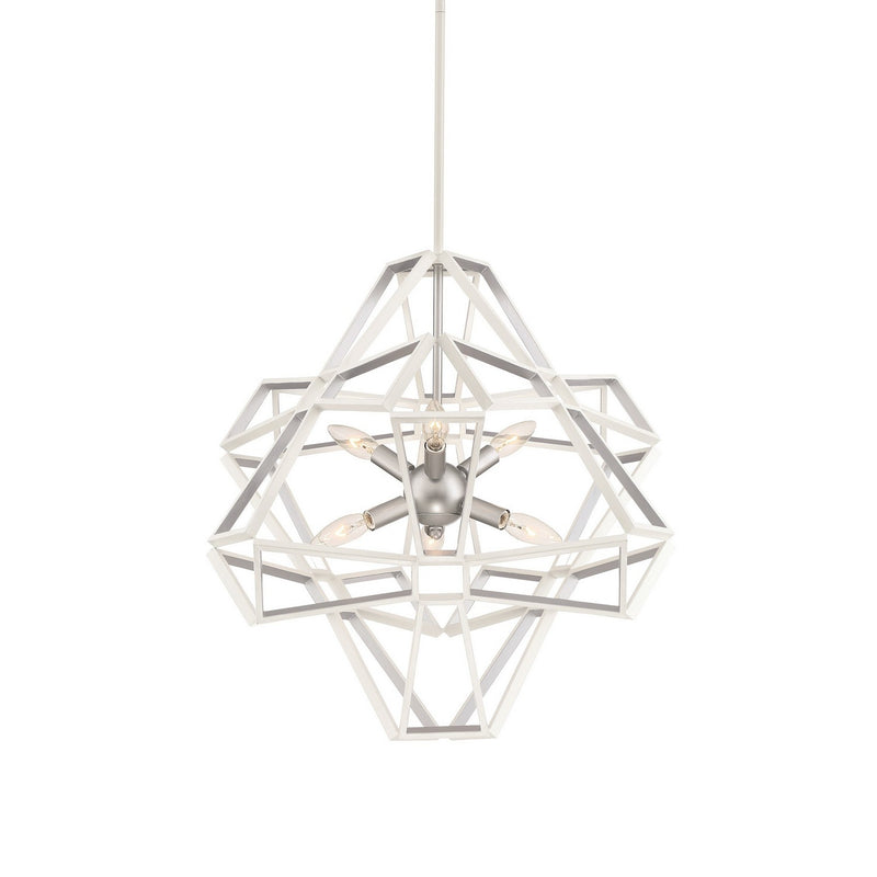 Zeev Lighting CD10231-6-SW-SL Six Light Chandelier, Satin White