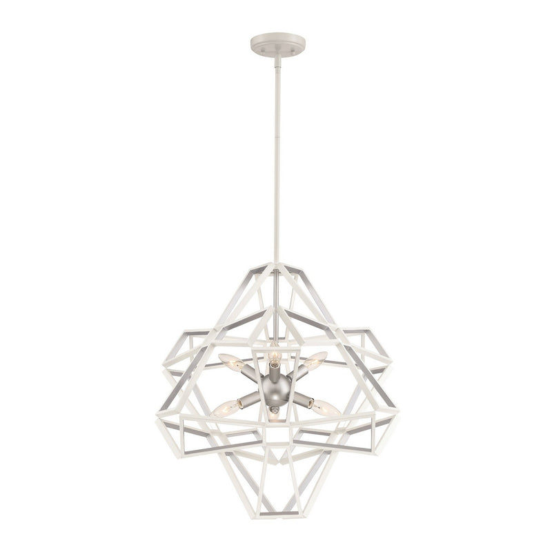 Zeev Lighting CD10231-6-SW-SL Six Light Chandelier, Satin White