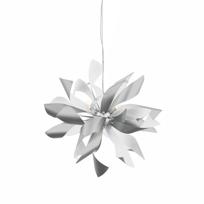 Zeev Lighting CD10262-9-S+MW Nine Light Chandelier, Silver w/Matte White