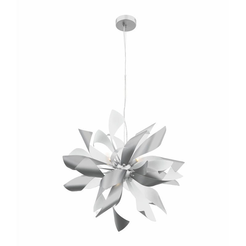 Zeev Lighting CD10262-9-S+MW Nine Light Chandelier, Silver w/Matte White