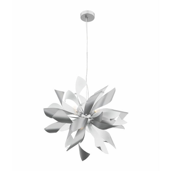 Zeev Lighting CD10262-9-S+MW Nine Light Chandelier, Silver w/Matte White
