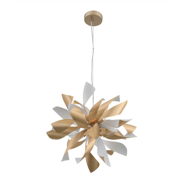 Zeev Lighting CD10263-9-BB+MW Nine Light Chandelier, Brushed Brass w/Matte White
