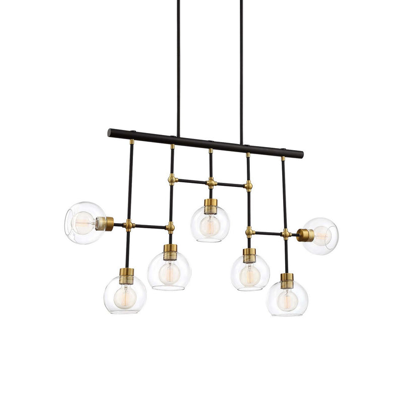 Zeev Lighting CD10291-7-PB+MBK Seven Light Chandelier, Polished Brass