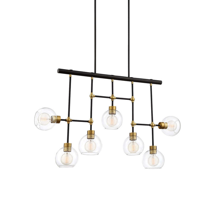 Zeev Lighting CD10291-7-PB+MBK Seven Light Chandelier, Polished Brass