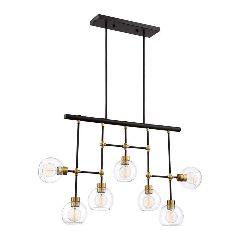 Zeev Lighting CD10291-7-PB+MBK Seven Light Chandelier, Polished Brass