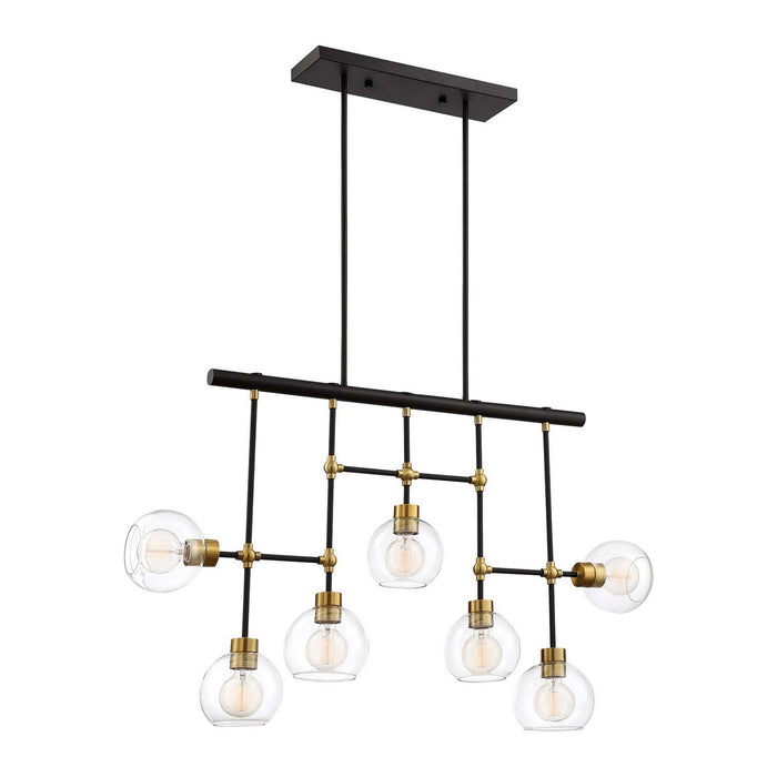 Zeev Lighting CD10291-7-PB+MBK Seven Light Chandelier, Polished Brass