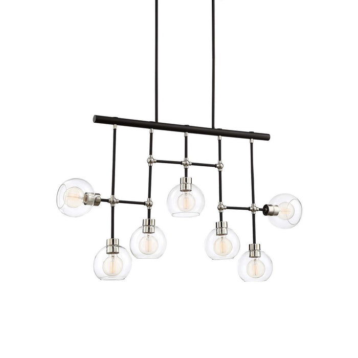 Zeev Lighting CD10292-7-PN+MBK Seven Light Chandelier, Polished Nickel