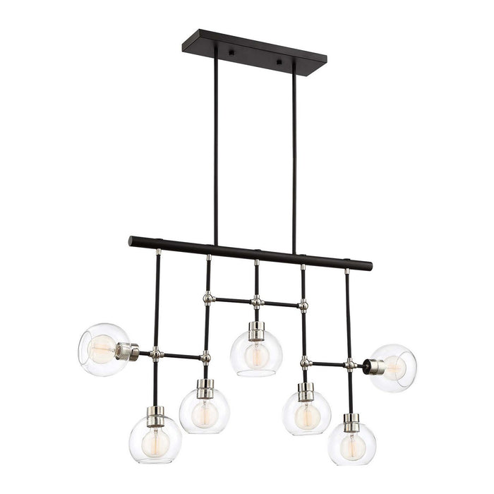 Zeev Lighting CD10292-7-PN+MBK Seven Light Chandelier, Polished Nickel