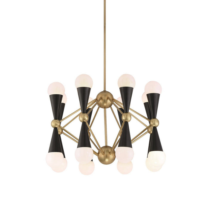 Zeev Lighting CD10299-16-AGB+MBK 16 Light Chandelier, Aged Brass