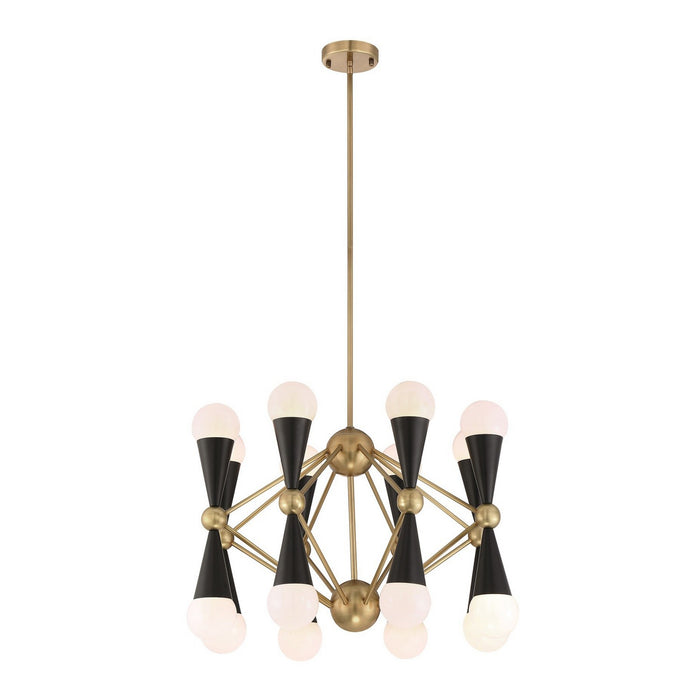 Zeev Lighting CD10299-16-AGB+MBK 16 Light Chandelier, Aged Brass