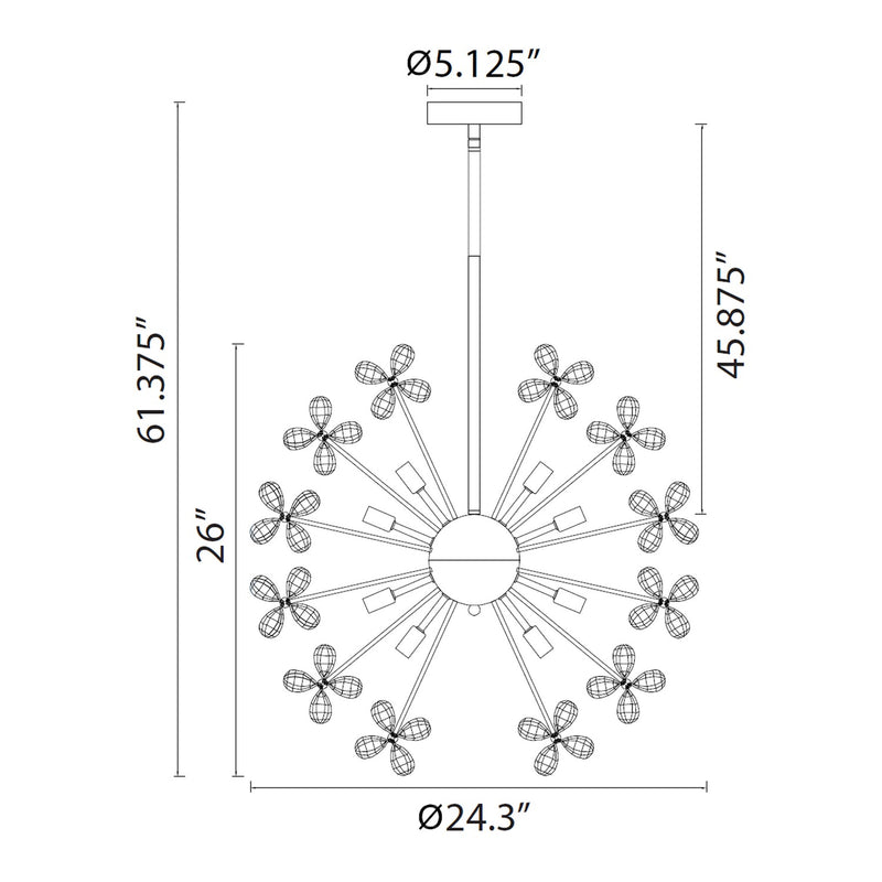 Zeev Lighting CD10337-12-AGB 12 Light Chandelier, Aged Brass