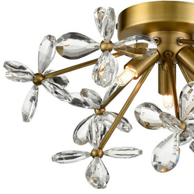 Zeev Lighting FM60053-3-AGB Three Light Flush Mount, Aged Brass
