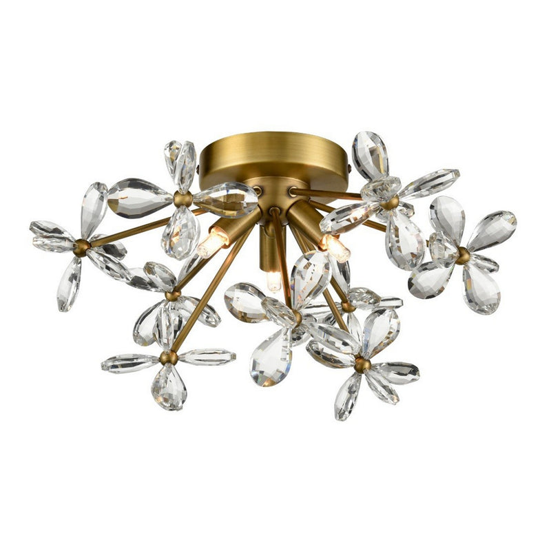 Zeev Lighting FM60053-3-AGB Three Light Flush Mount, Aged Brass