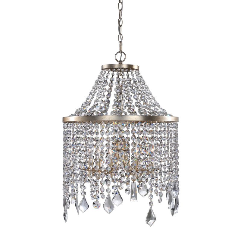 Zeev Lighting MC20010-6-SL-AG-V Six Light Mini Chandelier, Silver Leaf w/Antique Gold