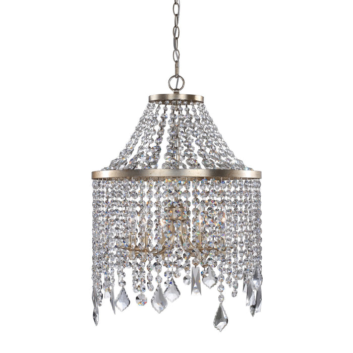 Zeev Lighting MC20010-6-SL-AG-V Six Light Mini Chandelier, Silver Leaf w/Antique Gold