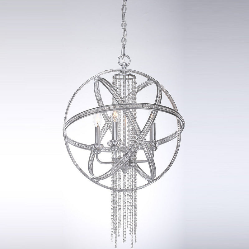 Zeev Lighting P30011-4-SL Four Light Pendant, Silver Leaf