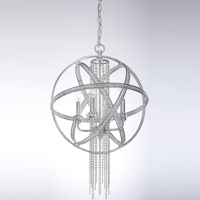 Zeev Lighting P30011-4-SL Four Light Pendant, Silver Leaf