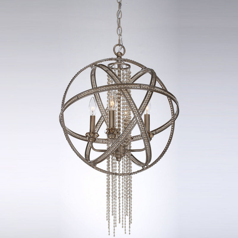 Zeev Lighting P30011-4-SL-B Four Light Pendant, Silver Leaf Burnished