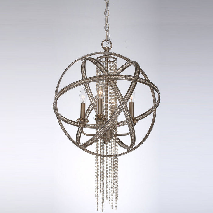 Zeev Lighting P30011-4-SL-B Four Light Pendant, Silver Leaf Burnished