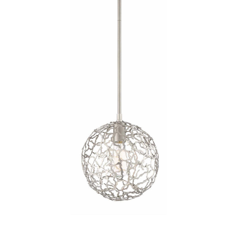 Zeev Lighting P30037-1-SN One Light Pendant, Satin Nickel