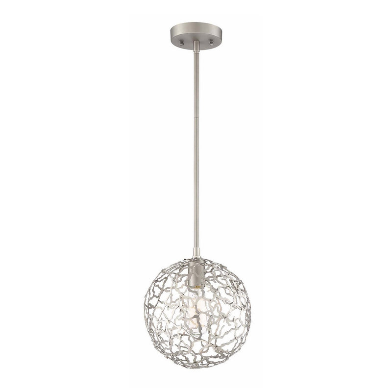 Zeev Lighting P30037-1-SN One Light Pendant, Satin Nickel