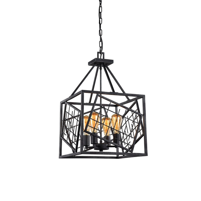 Zeev Lighting P30074-4-RI Four Light Pendant, Rustic Iron