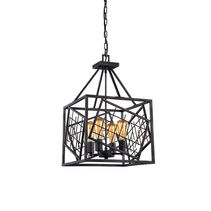 Zeev Lighting P30074-4-RI Four Light Pendant, Rustic Iron