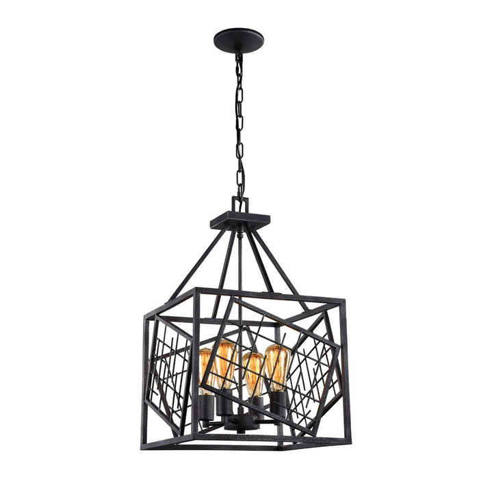 Zeev Lighting P30074-4-RI Four Light Pendant, Rustic Iron