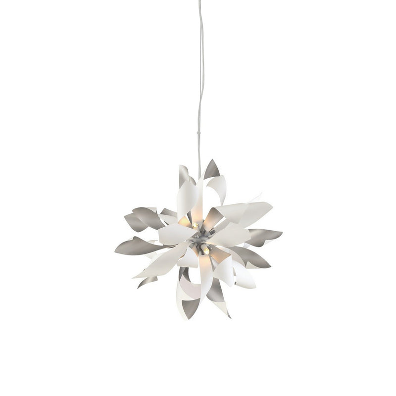 Zeev Lighting P30085-6-S+MW Six Light Pendant, Silver w/Matte White