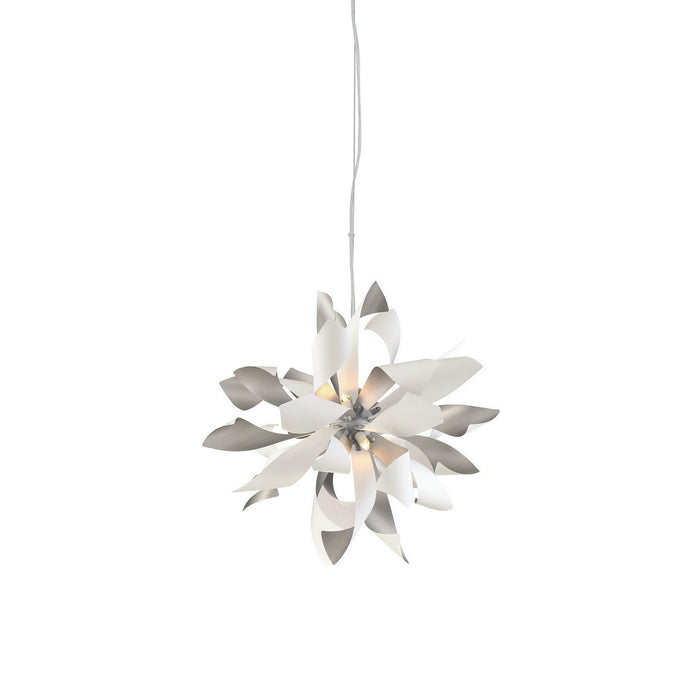 Zeev Lighting P30085-6-S+MW Six Light Pendant, Silver w/Matte White