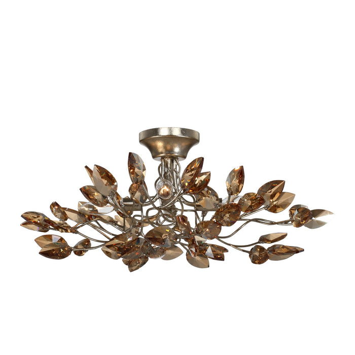 Zeev Lighting SF50004-4-SL-AGP-CC Four Light Semi Flush Mount, Silver Leaf w/Antique Gold