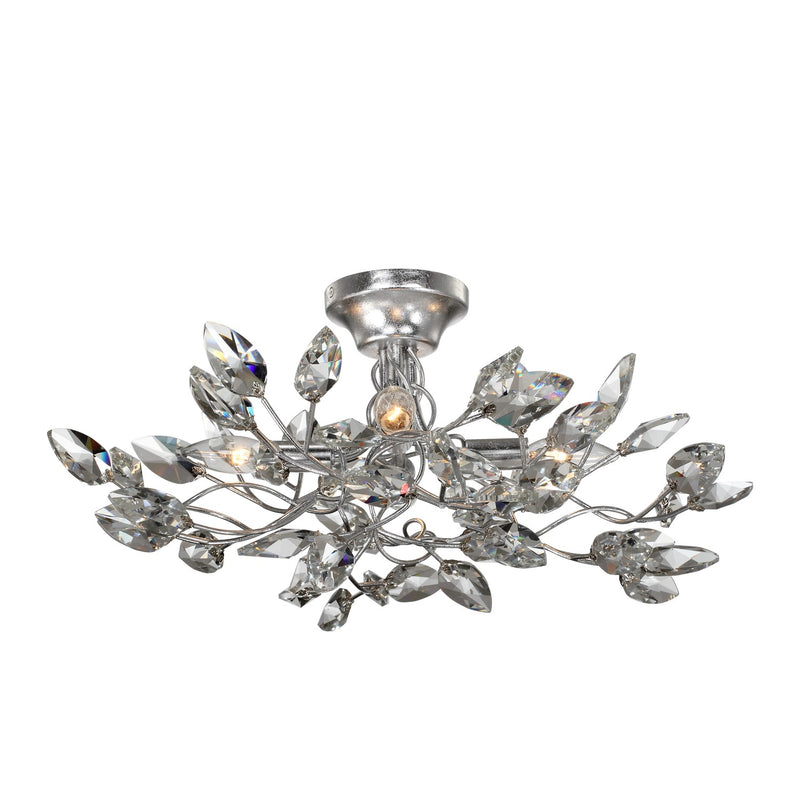 Zeev Lighting SF50004-4-SL-CL Four Light Semi Flush Mount, Silver Leaf
