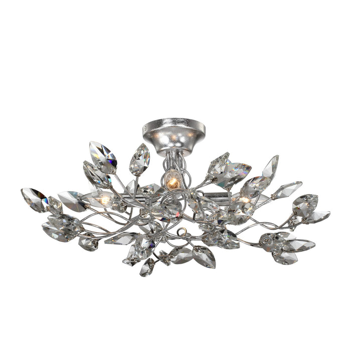 Zeev Lighting SF50004-4-SL-CL Four Light Semi Flush Mount, Silver Leaf
