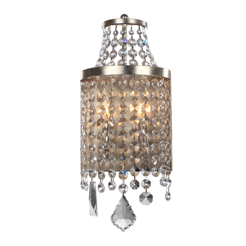Zeev Lighting WS70008-2-SL-AG-V Two Light Wall Sconce, Silver Leaf w/Antique Gold
