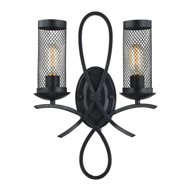 Zeev Lighting WS70013-2-RCBK Two Light Wall Sconce, Rustic Black
