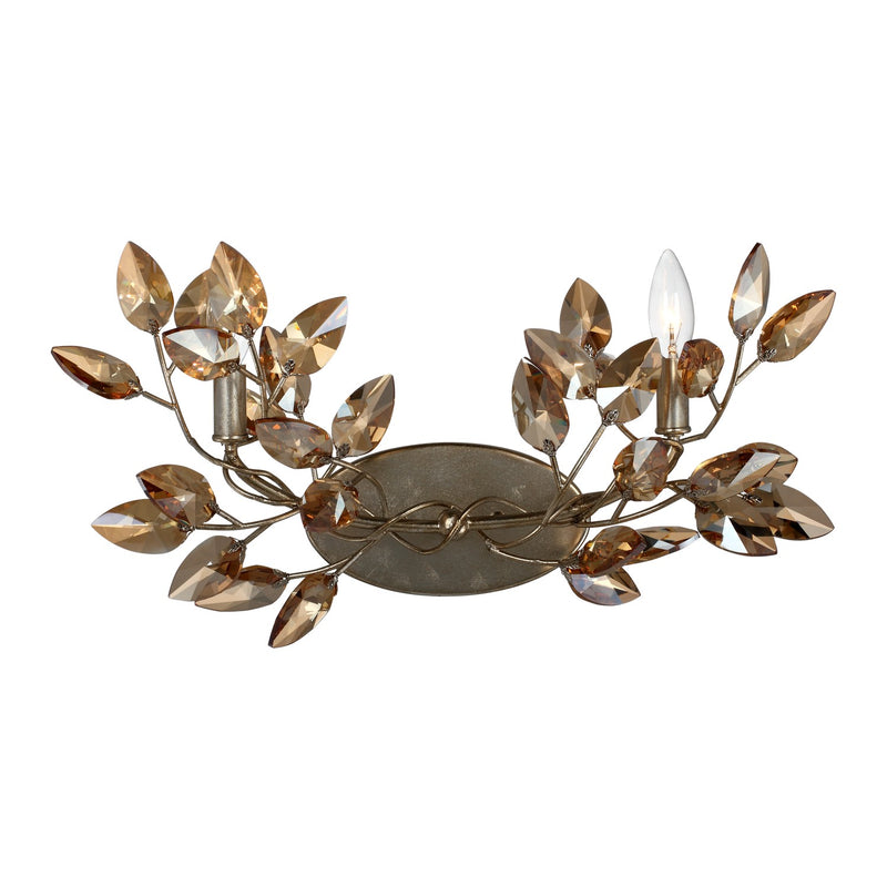Zeev Lighting WS70015-2-SL-AGP-CC Two Light Wall Sconce, Silver Leaf w/Antique Gold