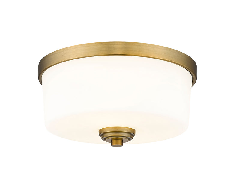 Z-Lite 220F2-HBR Two Light Flush Mount, Heritage Brass