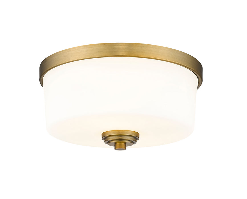 Z-Lite 220F2-HBR Two Light Flush Mount, Heritage Brass