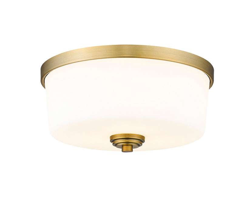 Z-Lite 220F3-HBR Three Light Flush Mount, Heritage Brass