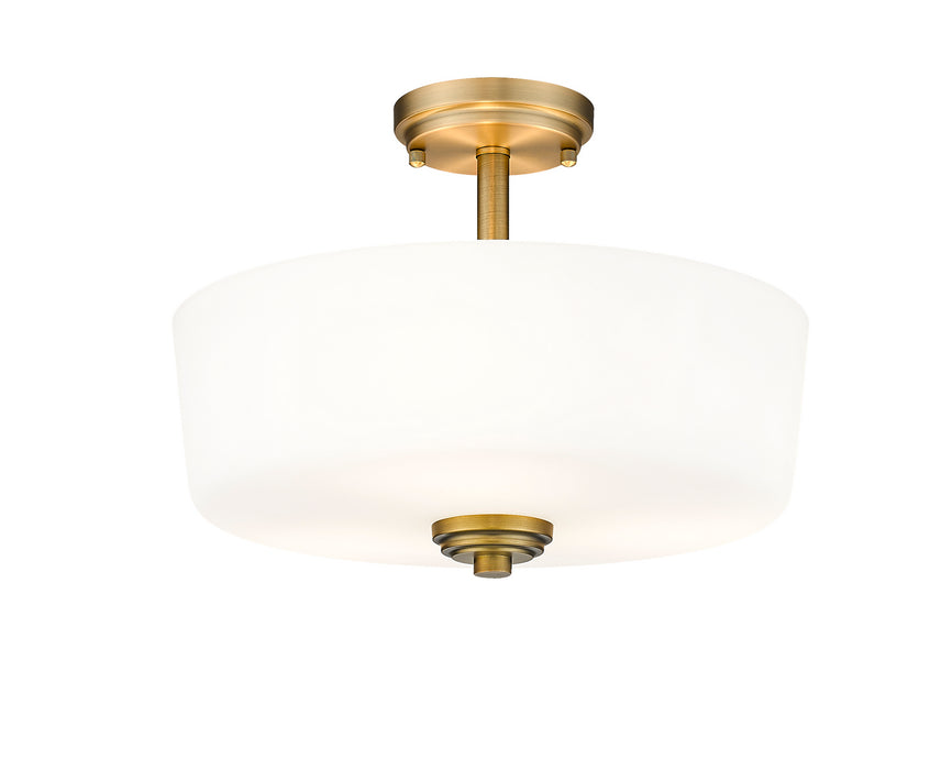 Z-Lite 220SF3-HBR Three Light Semi Flush Mount, Heritage Brass