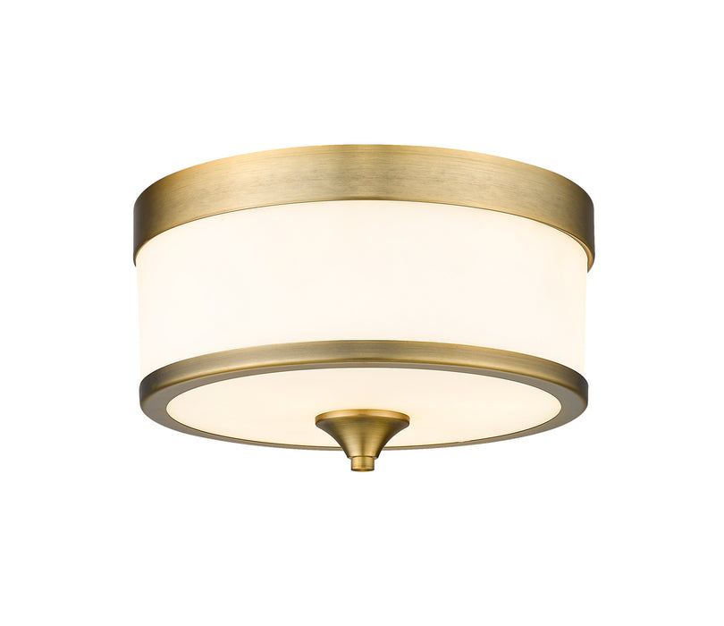 Z-Lite 307F-HBR Three Light Flush Mount, Heritage Brass