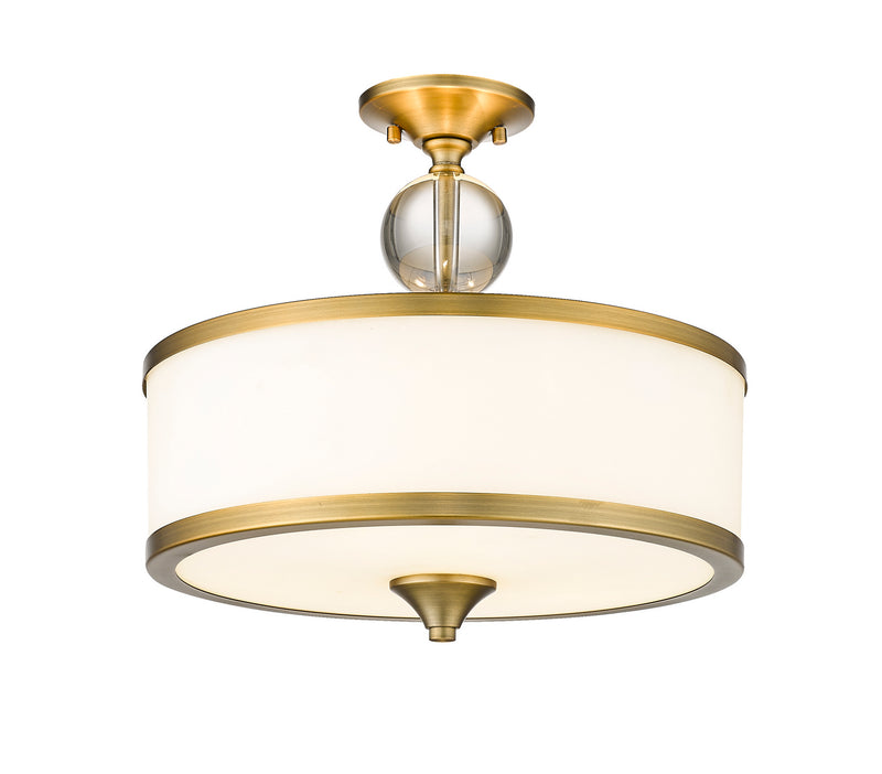 Z-Lite 307SF-HBR Three Light Semi Flush Mount, Heritage Brass