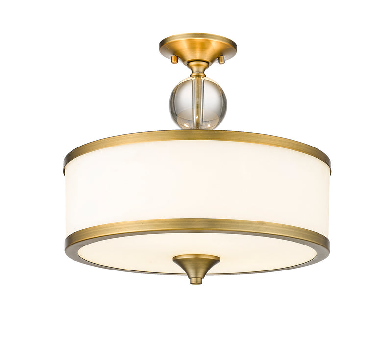 Z-Lite 307SF-HBR Three Light Semi Flush Mount, Heritage Brass