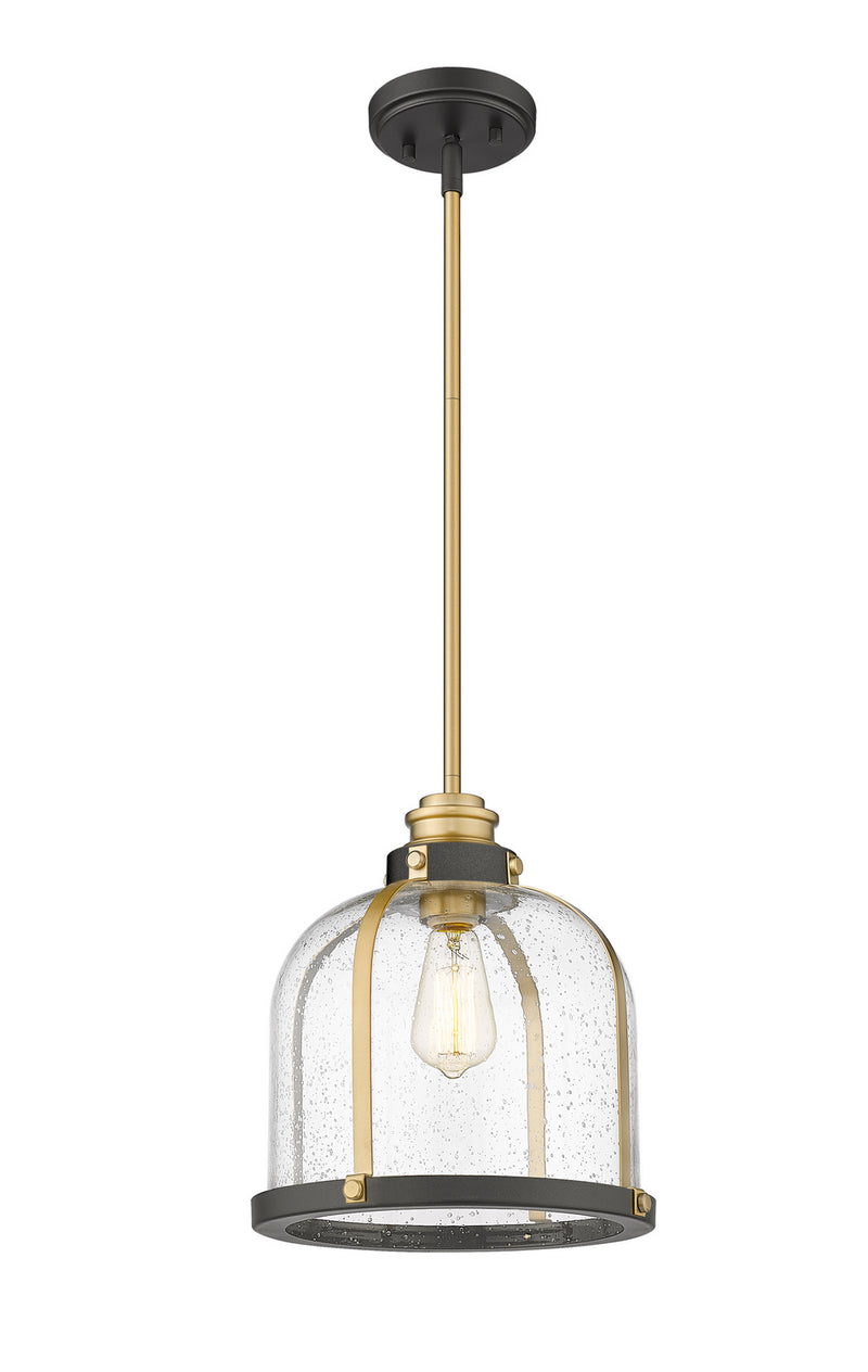 Z-Lite 337P12BRZ+HB One Light Pendant, Bronze + Brass