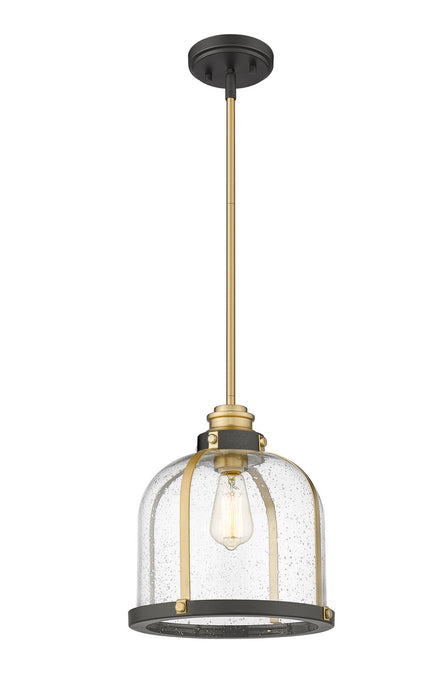Z-Lite 337P12BRZ+HB One Light Pendant, Bronze + Brass