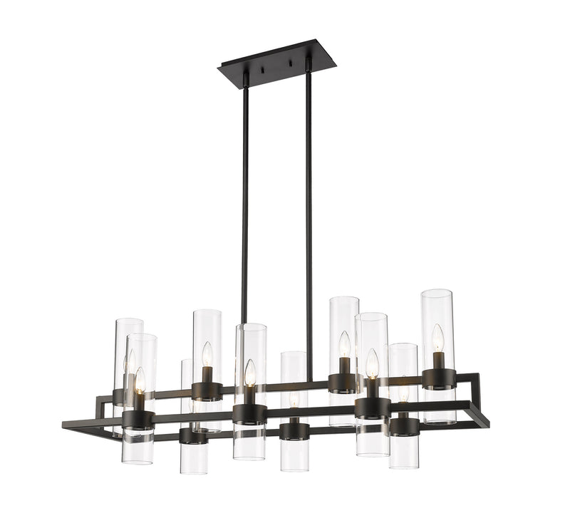 Z-Lite 4008-10MB Ten Light Linear Chandelier, Matte Black