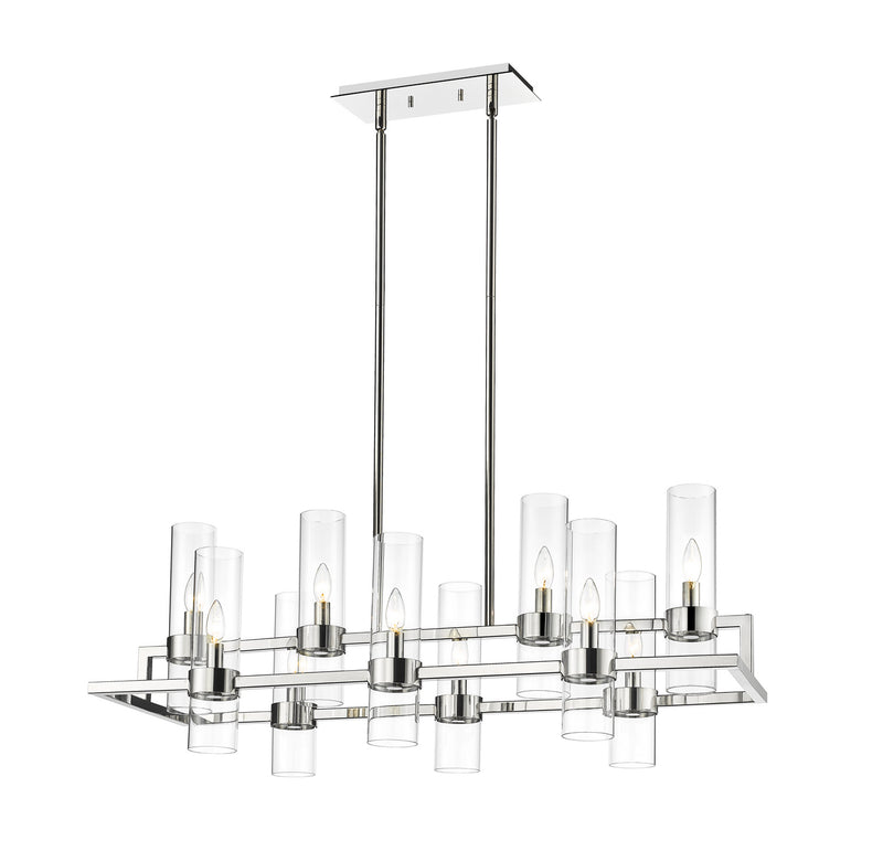 Z-Lite 4008-10PN Ten Light Linear Chandelier, Polished Nickel